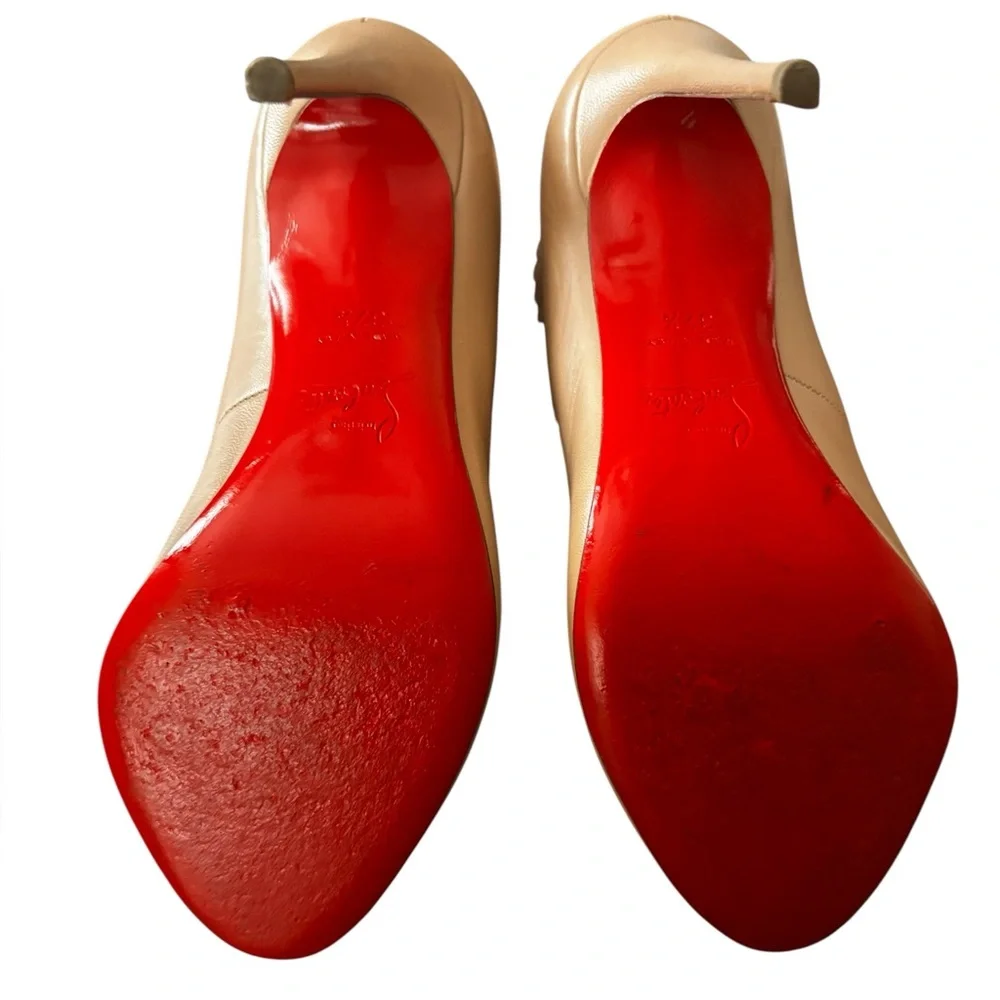 Christian Louboutin Pijonina 120 Peep Toe Scalloped Pumps Size 37.5 - Picture 14 of 15
